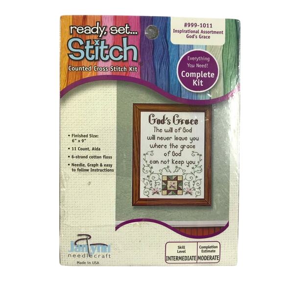 GOD'S GRACE Counted Cross Stitch Kit 6" x 9" Janlynn New - Picture 1 of 2